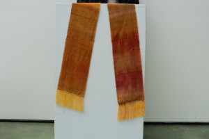 Hand dyed painted warp, tencel scarf 