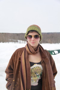 100% baby alpaca hat with a 100% tencel scarf 